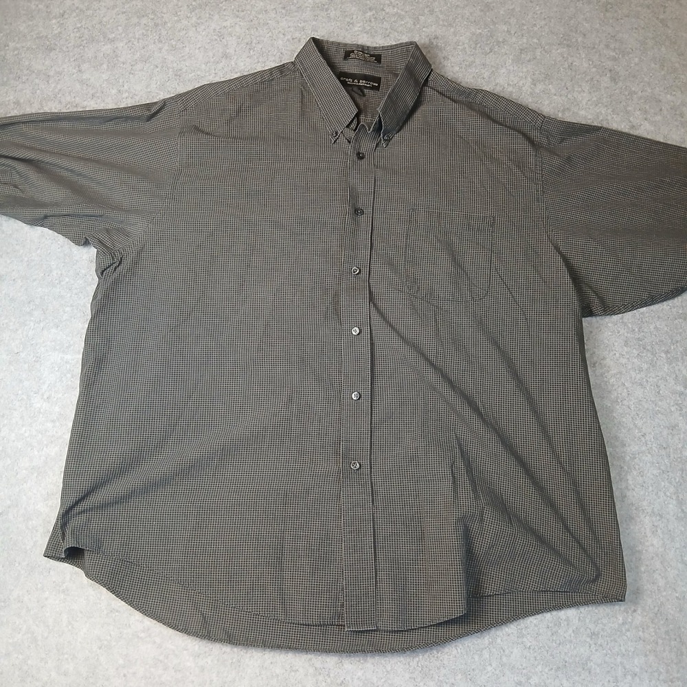 Croft & Barrow Button Down Shirt Mens XXL Grey Micro Check Wrinkle Resistant